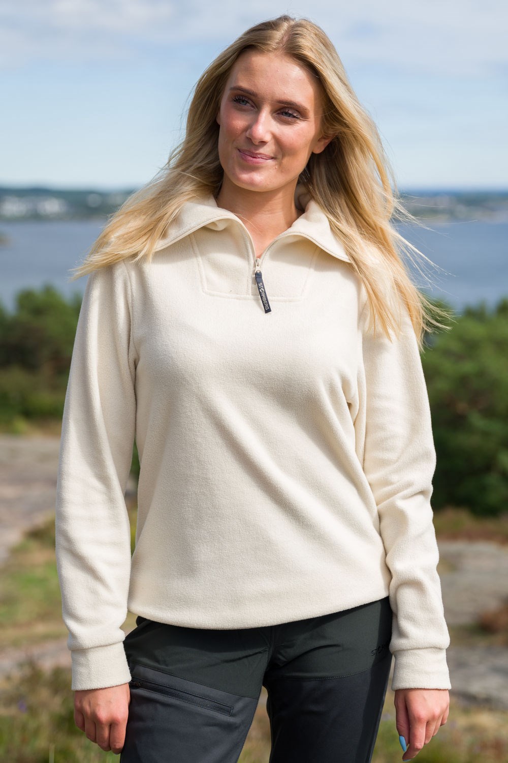 Fjella Resirkulert Half Zip Genser Dame - Hvit | Stormberg