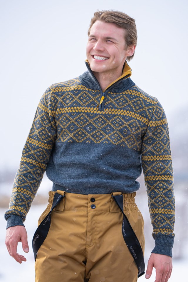 Norddalen Half Zip ullgenser Ebony / Mustard Gold - 1