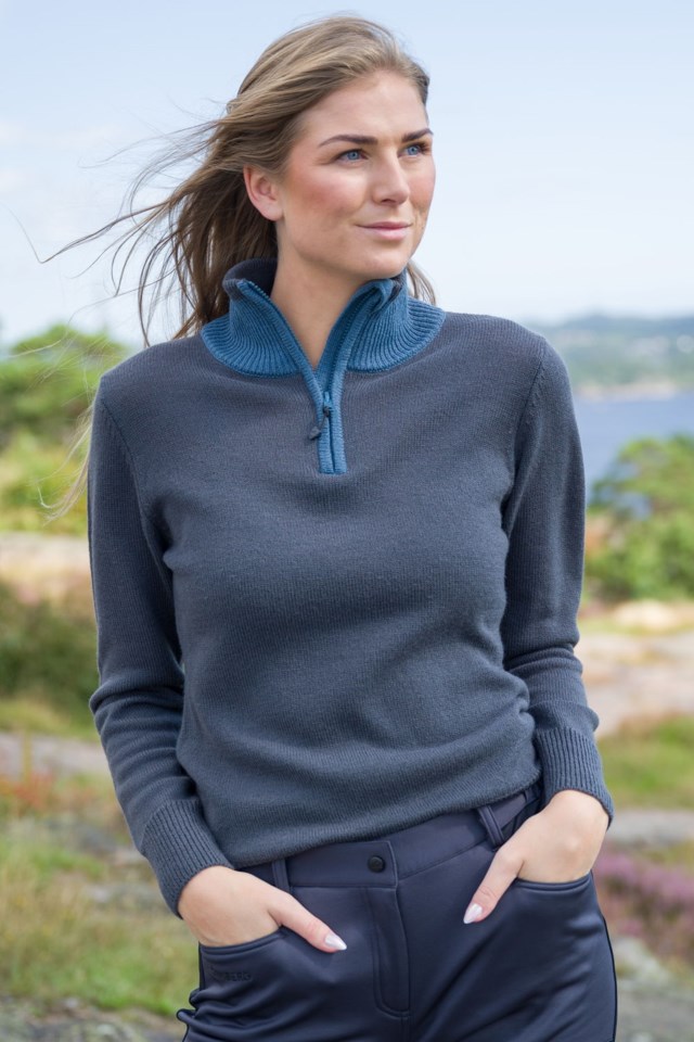 Marka Half Zip ullgenser Ebony / Blue Fusion - 1