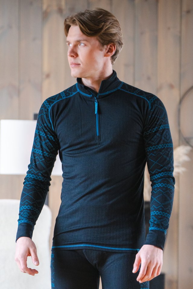 Halsafjell Half Zip trøye Jet Black / Blue Fusion - 1