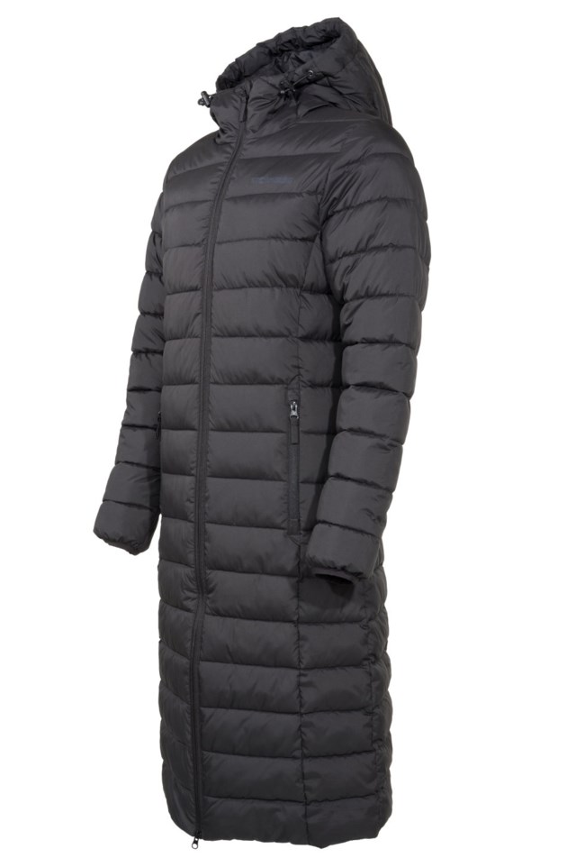 Strimfonna vattert lang parkas Jet Black - 1