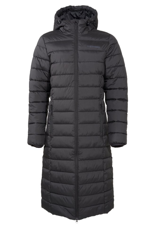 Strimfonna vattert lang parkas Jet Black - 1